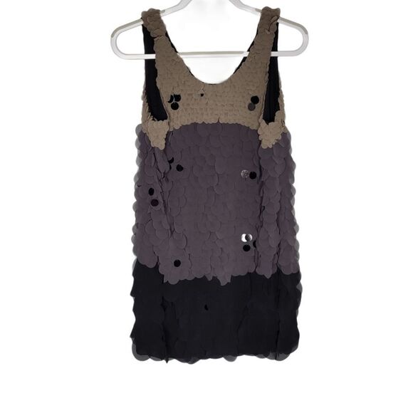 HALE BOB dress gray black circle sequin layered ombre shift S - Picture 3 of 9